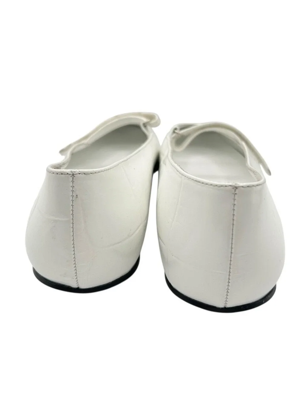 BY FAR White Croc Embossed Leather Mary Jane Ballet Flats Size 9.5